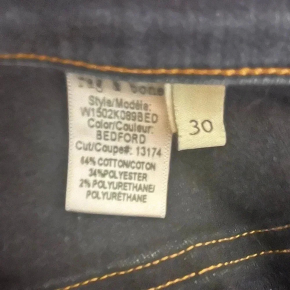 Rag & Bone Blue Skinny Bedford Stretchy Jeans MidRise Style W1502K089BED Size 30 - Picture 4 of 8